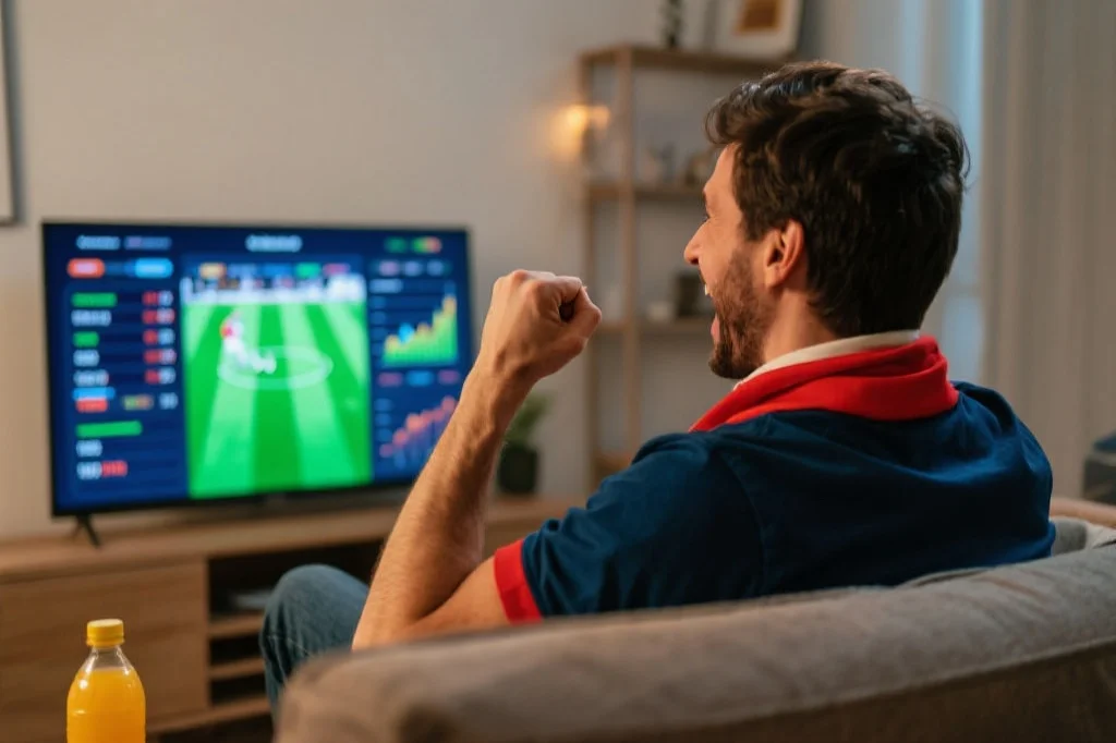 球迷在家中分析体育数据